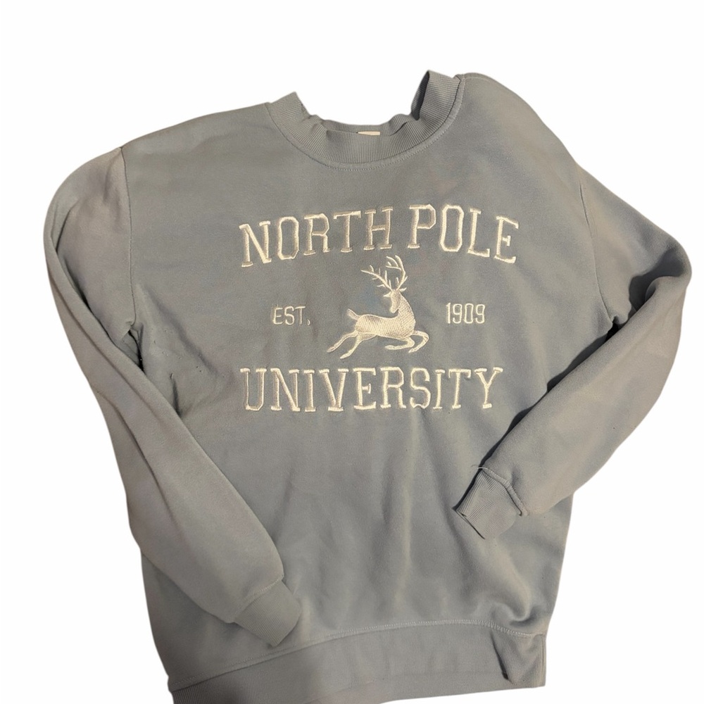 North Pole University Sweatshirt in Blue Gray